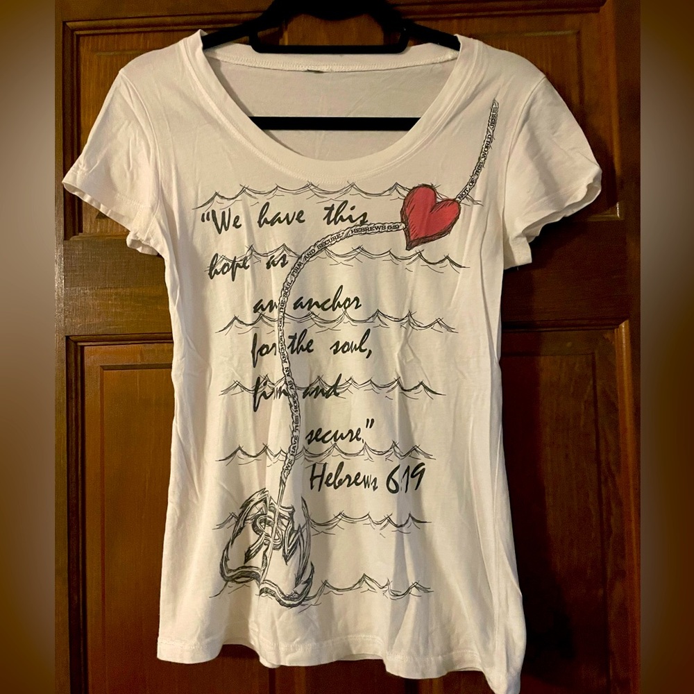 Not of this World NOTW Christian Scripture White Scoop Neck Tee